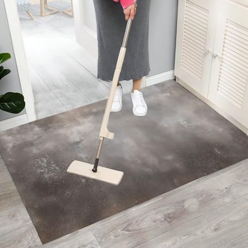 Rétro tapis d'entrée grand format gris-brun au design ciment