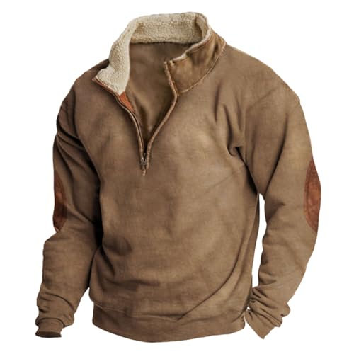 Zanisouta Sudadera para hombre con cuello en V, sudaderas con capucha de invierno Harajuku camisas de manga larga con bolsillo con cremallera suéter estampado camiseta vintage suéter moda patchwork