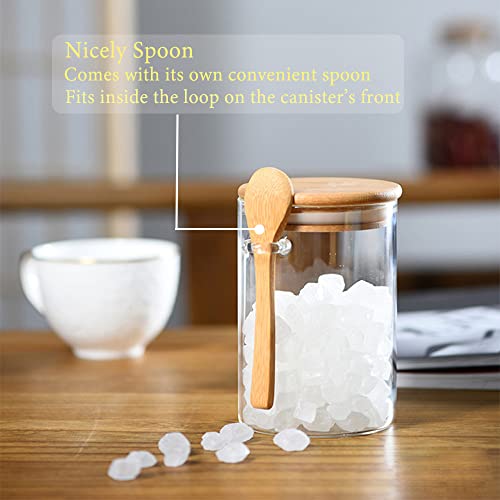 Glass Jars With Airtight Lid And Spoon, Glass Canisters , Overnight Oats Containers With Lids,Decorative Home Kitchen Food Storage Set For Coffee Beans,Cookie,Tea, Sugar, Flour, Spice,Bath Salt Nuts& Candy 18Oz/530Ml(3Pcs) #TOP6