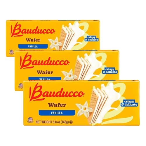 Bauducco Vanilla Wafers - Crispy Wafer Cookies With 3 Delicious, Indulgent, Decadent Layers of Vanilla Flavored Cream - Delicious Sweet Snack or Desert - 5.0 oz (Pack of 3)