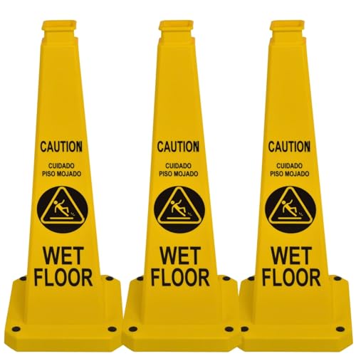 BESEA Caution Wet Floor Sign 3 Pack, 36" Heavy Duty