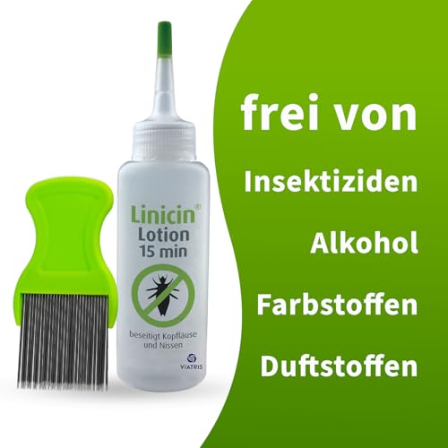 Linicin Lotion mit Läusekamm (100 ml) - Läusemittel zur Behandlung von Kopfläusen, inkl. Läusekamm | Schonend für die Kopfhaut