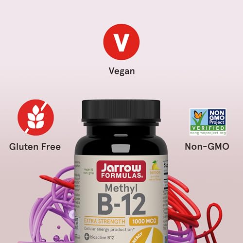 Jarrow Formulas Methyl Vitamin B-12 1000 mcg, 100 Chewable Tablets, Lemon Flavored- Bioactive B12 Vitamin - Supports Cellular Energy Production, Brain Health & Metabolism - 100 Servings - image 4