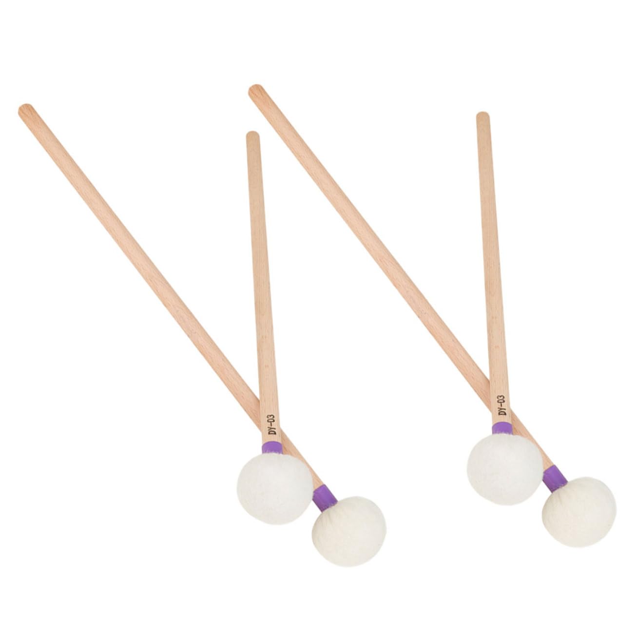 Mazos de Percusión con Mango de Madera y Fieltro, 4 Piezas Púrpura | Ensayos de Banda y Actuaciones en Escenario, Diseño Elegante, Uso Musical Preciso