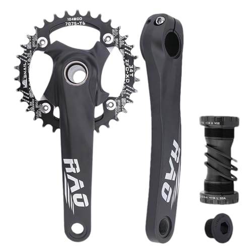 Pédalier VTT 170 mm avec manivelle creuse intégrée et boîtier de pédalier en aluminium noir