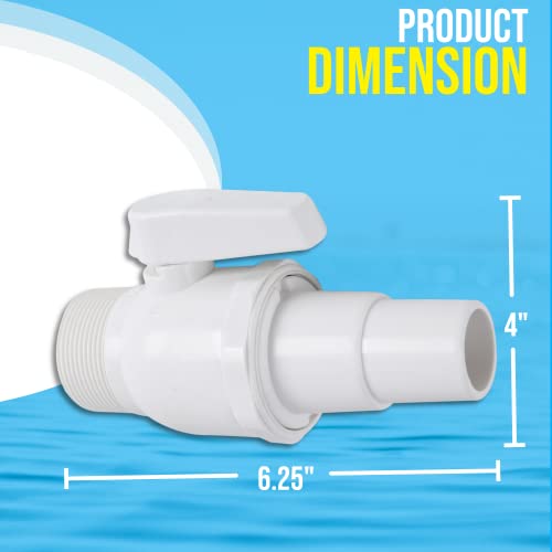 Tongass 1.5" Mip X 1.5” - 1.25” 2-Way Econoline Ball Valve Compatible With Hayward Pool Filter Pn. Sp0729 - Abs Plastic Non-Corrosive Valve - Max. 50 Psi Pressure Rating #TOP4
