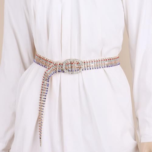 Women Rainbow Rhinestone Belt Shiny Diamond Crystal Ladies Waist Belt for Jeans Dresses4