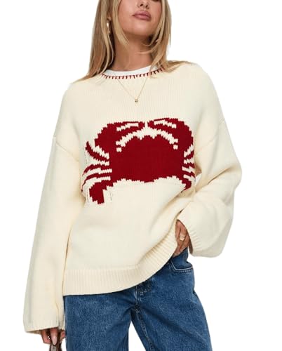 Women Y2K Graphic Sweater top Cute Print Long Sleeve Knit Pullover Preppy Fall Winter Aesthetic Streetwear