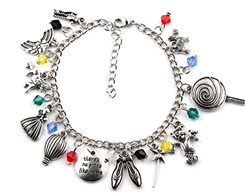 Posh PresentsWizard of Oz There is No Place Like Home Women's Multi Colour Beaded Movie Bracelet silver