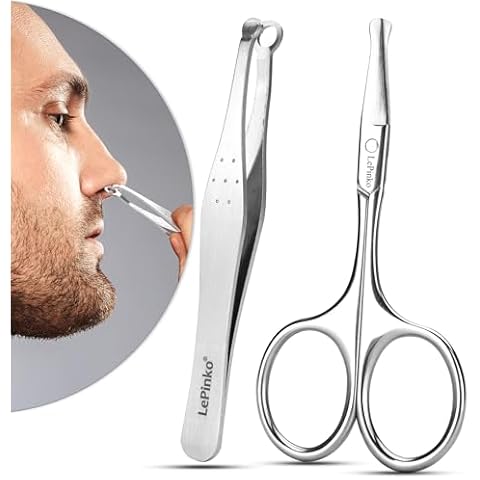 LePinko Nose Hair Trimmer for Men, Nasal Hair Tweezers for Women, Small Scissors for Hair Grooming Cover