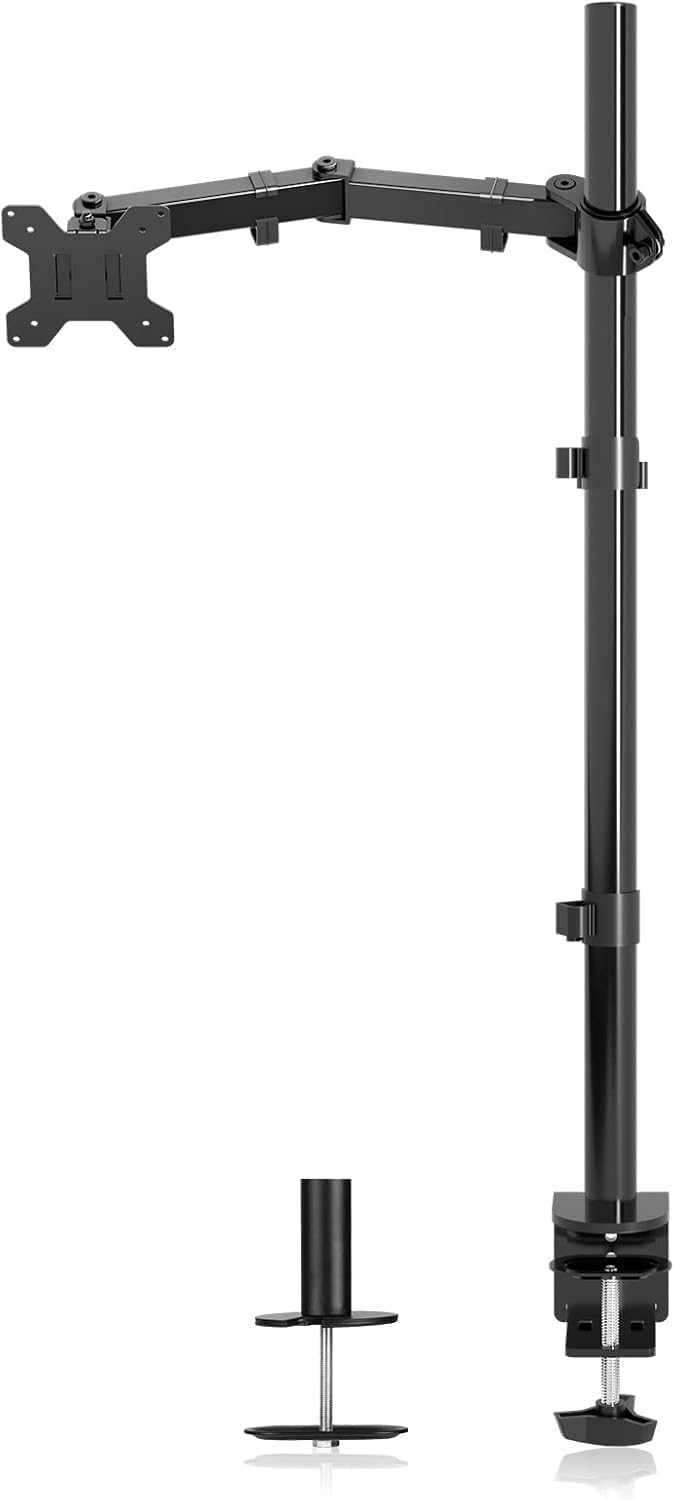 Suptek MD6821 Single Screen Mount, Monitor Holder 1 Monitor for 13-32 Inch Monitor Desk Mount (80 cm Rod) Monitor Stand & Arms