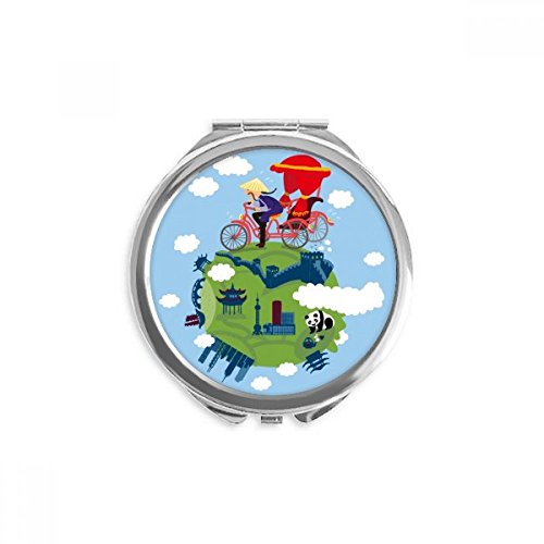 Miroir portable Grande Muraille de Chine fait main, miroir maquillage de poche artistique