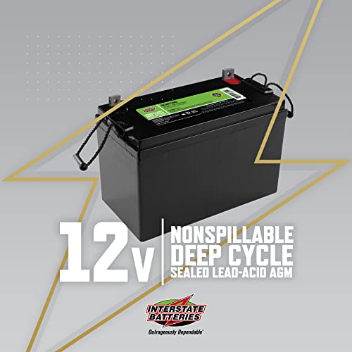 Interstate Batteries 12V 110Ah Group 29 Deep Cycle Battery (Dcm0100L) Sla Agm Mobility Replacement Battery For Wheelchair's, Rv's, Camper's, Wkdc12-100P, Dcs-100L, 12-100P (L Terminal) #TOP4