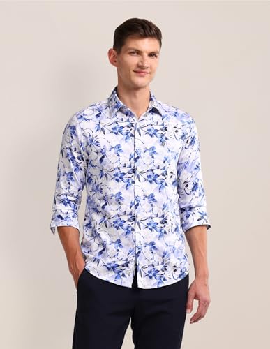 Image of U.S. Polo ASSN. Printed Regular Fit Shirt for Men - 100% Cotton, Breathable & Comfortable, Full Sleeves Casual Shirt for Men