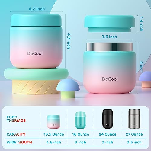 DaCool Kids Thermo for Hot Food Vacuum Stainless Steel Insulated Food Jar 13.5 OZ Kids Lunch Food Thermo Insulated Lunch Container Bento for School Office Picnic Travel Outdoors,Leakproof,BPA Free - Thumbnail 6