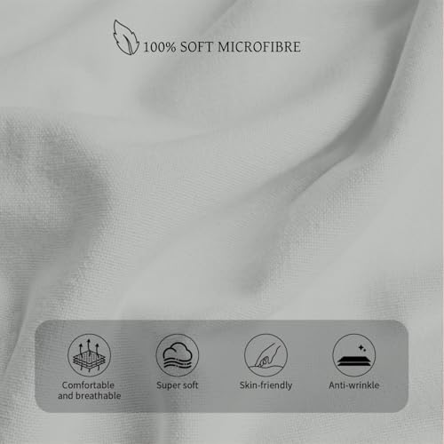 Image of HBHLFZ King Fitted Sheet Only, Soft Breathable Bottom Sheet - 78 inchx80 inch Deep Pockets King Size Fitted Sheet - All Around Stretch Fit, Wrinkle Resistant, Colorfast - Easy Care, Light Gray