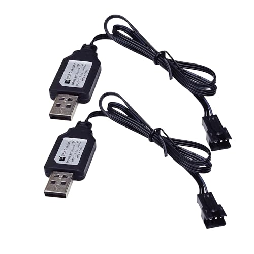 7.4V SM-3PIN RC Car Charger for Li-Ion Battery | Fast Charging & Overcharge Protection | Compatible with Remote Control Toys Battery, Universal Charger for 2S 7.4V LiPo/Li-Ion Batteries (2Pack)