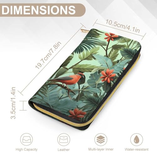 Womens Leather Wallets Tropical Plants Wallet for Women Large Capacity Card Phone Holder Ladies Purse2