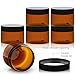TUZAZO 4 Oz Amber Plastic Cosmetic Jars Leak Proof Small Container with lids for Cream, Lotion, Powder, Ointments, Beauty Products, 6 Pcs