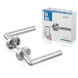 🔓 MONTAGE : Ohne Bohren, Sägen, Kabel verlegen - Da für die Montage lediglich die vorhandene Türklinke ausgetauscht werden muss, eignet sich diese auch ideal zum Nachrüsten für bestehende Türen. Nachdem eine Zahlenkombination eingegeben wurde oder der Griff per Bluetooth App Eingabe bedient wurde, wird der Türbeschlag zur Ent-/Verriegelung freigegeben