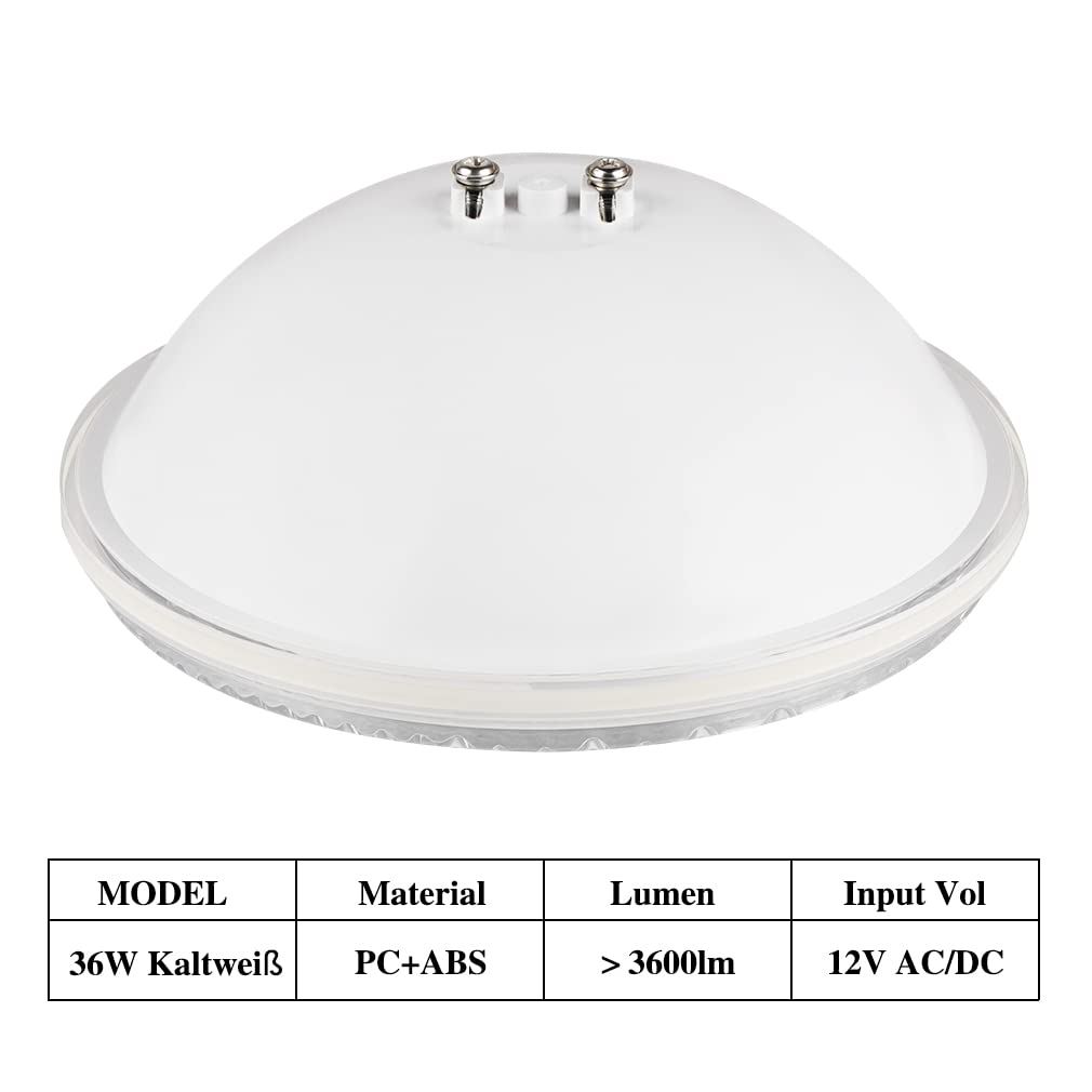 LED PAR56 36 W, PC bianco freddo, illuminazione per piscina, 12 V, 6000 K, Ip68, luce subacquea, illuminazione a LED per piscina, illuminazione a LED per piscina