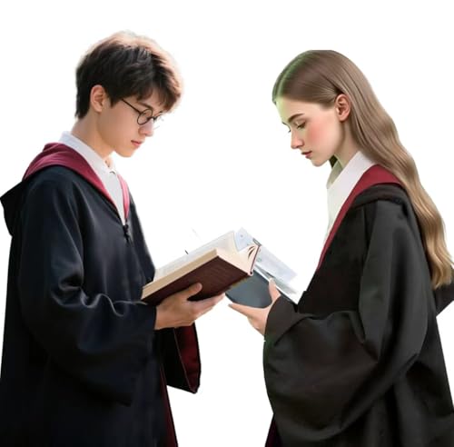 JJZENKD Magier Robe, Kostüm Set für Erwachsene, Gryffindor Umhang, Zauberer Robe für Erwachsene, mit Umhang Krawatte Brille, Zaubererrobe für Karneval Cosplay Party Verkleidung (M)