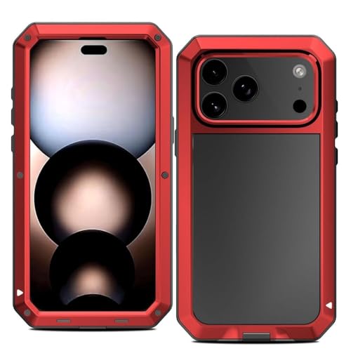 Coque iPhone 17 Pro Max métal rouge antichoc et protectrice