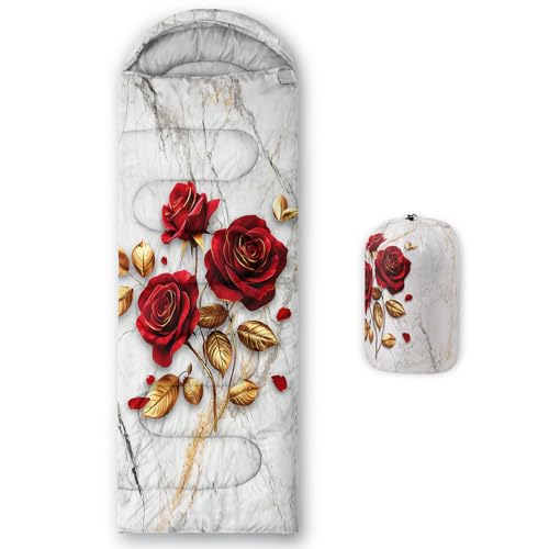 Image of QOOMO Ball Flower Camping Sleeping Bags,3 Season Warm & Cool Weather,Lightweight,Waterproof Sleeping Bags for Adults & Kids,Traveling,and Outdoors,Camping Gear Equipment
