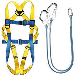 Arnes Con Doble Linea De Vida Arnés de seguridad, Arnés de seguridad con línea de vida, Arnés para construcción, Equipo de protección personal, Con línea de vida con amortiguador de impacto incorporado (juego de doble gancho