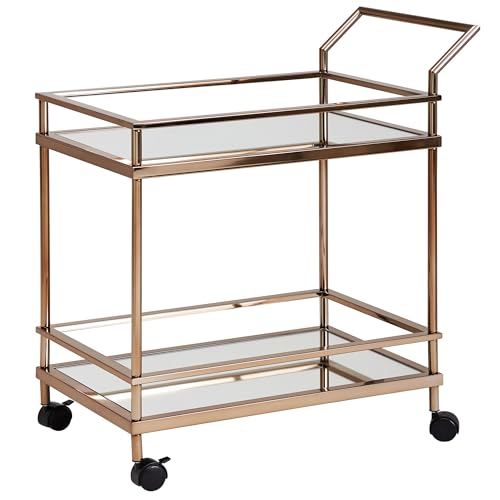 FineBuy Carro de Servicio con Ruedas Oro Oscuro 65x45x84 cm | Carrito de té Metal y Vidrio | Carro de Cocina Rectangular Moderno