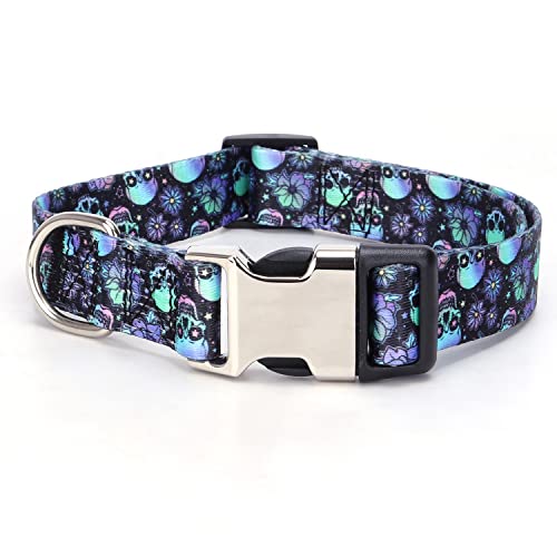 Cute Dog Collar For Xs Small Medium Large Dogs, Soft Nylon Pet Collar,3D Print Multicolor Patterns Collars Adjustable For Dogs Girl Boy Puppy Walking Running Training (Luminous Skull M) #TOP2