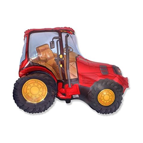Flexmetal 1 x Red Farm Tractor Foil Balloon Shape 29" x 37"/73 cm x 95 cm Cover