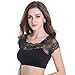 DRESHOW Lace Bralette Tank Tops Lace Cap Padded Stretch Yoga Sports Bra for Women(One Black)