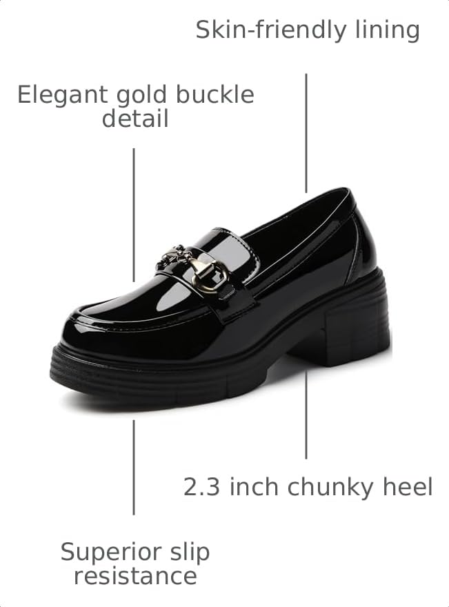 Image of Loafers for Women Chunky Platform Lug Sole Slip On Penny Loafer Shoes | Women's Classic Round Toe Loafers Business Casual Office Work Shoes Comfort Flats for Ladies Daily Dating Party School Wear