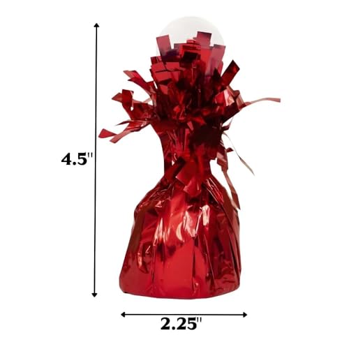 Image of Unique Foil Fringe Foil Balloon Weight - Red, 1 Pc