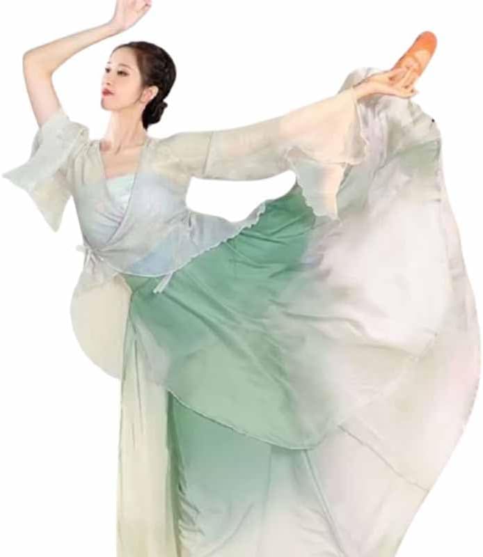Chinese Style Folk Dance Classical Dancer Performance Costumes Elegant Practice Clothes Chinese Dance Costume