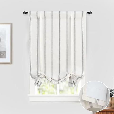 DriftAway Farmhouse Linen Blend Blackout Tie Up Curtain Cover