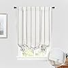 DriftAway Farmhouse Double Layer Linen Blackout Tie Up Curtains Thermal Insulated Vertical Striped Fully Lined Balloon Roman Shade Bathroom Window Adjustable Rod Pocket 25 Inch by 47 Inch Gray