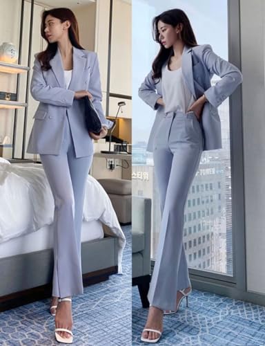 Women's Business Suit Set Double Breasted Two Pieces Office Daily Notch Lapel Jacket Pants4