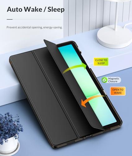Image of MoKo Case for Samsung Galaxy Tab A11+ Plus 11 inch 2025, Black | Fit Samsung Galaxy Tab A9+ Plus 2023 with Soft TPU Translucent Back Protective Cover Trifold Stand Case, Auto Wake /Sleep