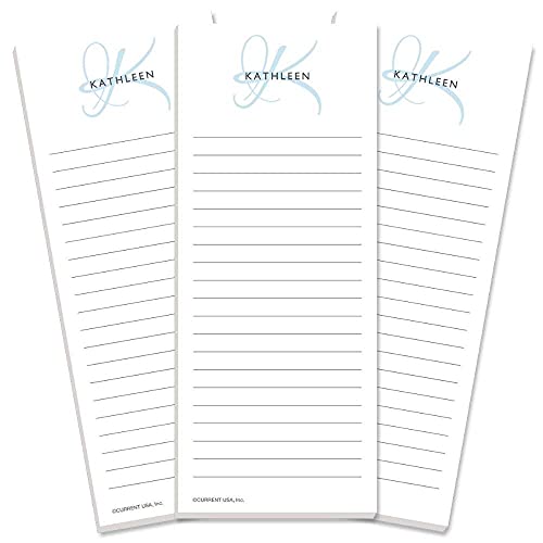 Initial Personalized Lined Notepad Set – Set of 3, 50-Sheet Pads, 3¼ x 8 Inches, Great for Graduations and Personalized Gifts, Printed in the USA, by Current
