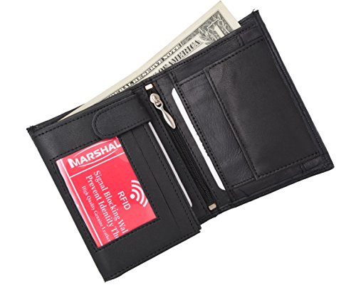 RFID Blocking Premium Leather European Style Bifold Trifold Wallet with ID Window (Croco Black)2