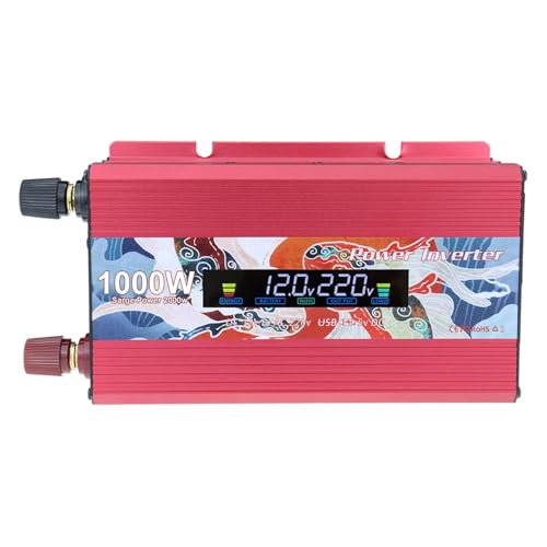 Violiica - Solar Power Inverter 1000W 12V To 230V With Modified Sine Wave, Lcd Voltage Display, Dual Ac Outlet And Usb Port, For Car, Boat, Camping, Rv, Solar/Wind Power Use