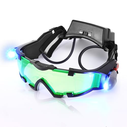 ALLOMN - Allomn Night Vision Goggles Kids, Spy Glasses with Flip Function, Adjustable Children's LED Night Vision Glasses, Night Vision Goggles for Spies, Night Treasure Hunt Games, Cool Gifts for Kids