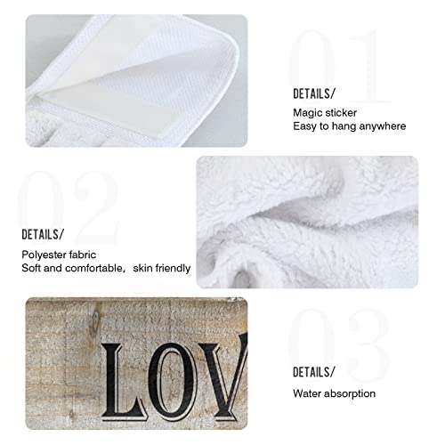 Oarencol Live Laugh Love Heart Wooden Kitchen Hand Towel Absorbent Hanging Tie Towels With Loop For Bathroom 2 Pcs #TOP2