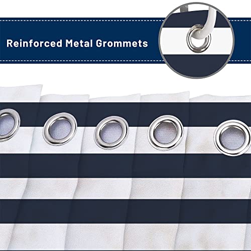 Fabric Shower Curtain: Nautical Stripe Design (Navy And White) 70" W X 72" L #TOP5