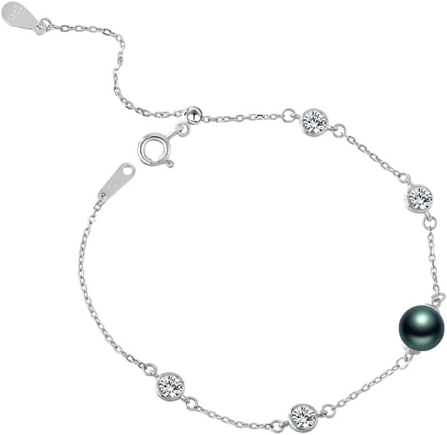 Gifts for Wife Anniversary Bracelet for Women- Tahitian Black Pearl Bracelet Real AAA Quality Handpicked Nature Pearls - Gifts for Mom Girlfriend Her NO11375