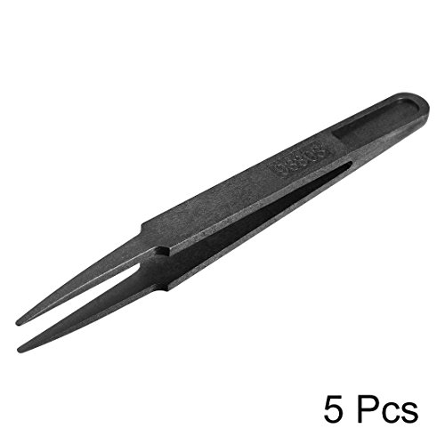 Uxcell Plastic Anti-Static Tweezers, Precision Point Tip For Craft Diy Beauty Electronics Repair Tool Black 5 Pcs #TOP1