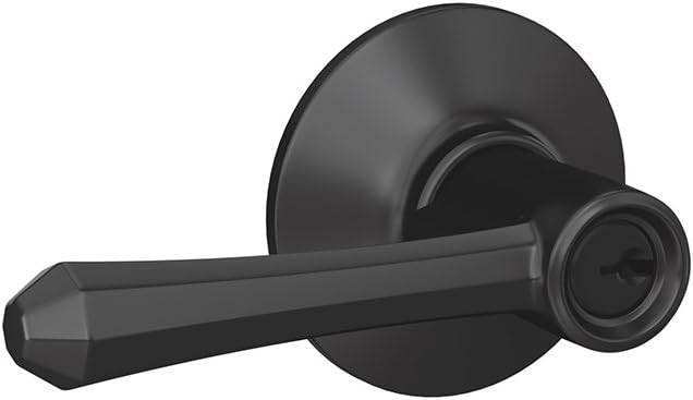 SCHLAGE F51A DMP 622 PLY Dempsey Lever with Plymouth Trim Keyed Entry Lock, Matte Black