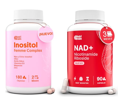 Pack Vitalidad y Equilibrio | NAD+ Alta Absorción 300mg con Nicotinamida Ribósido + Complejo Myo & D-Chiro Inositol con Vitex Magnesio Zinc Vitamina D3 y Ácido Fólico | 90+180 Cápsulas